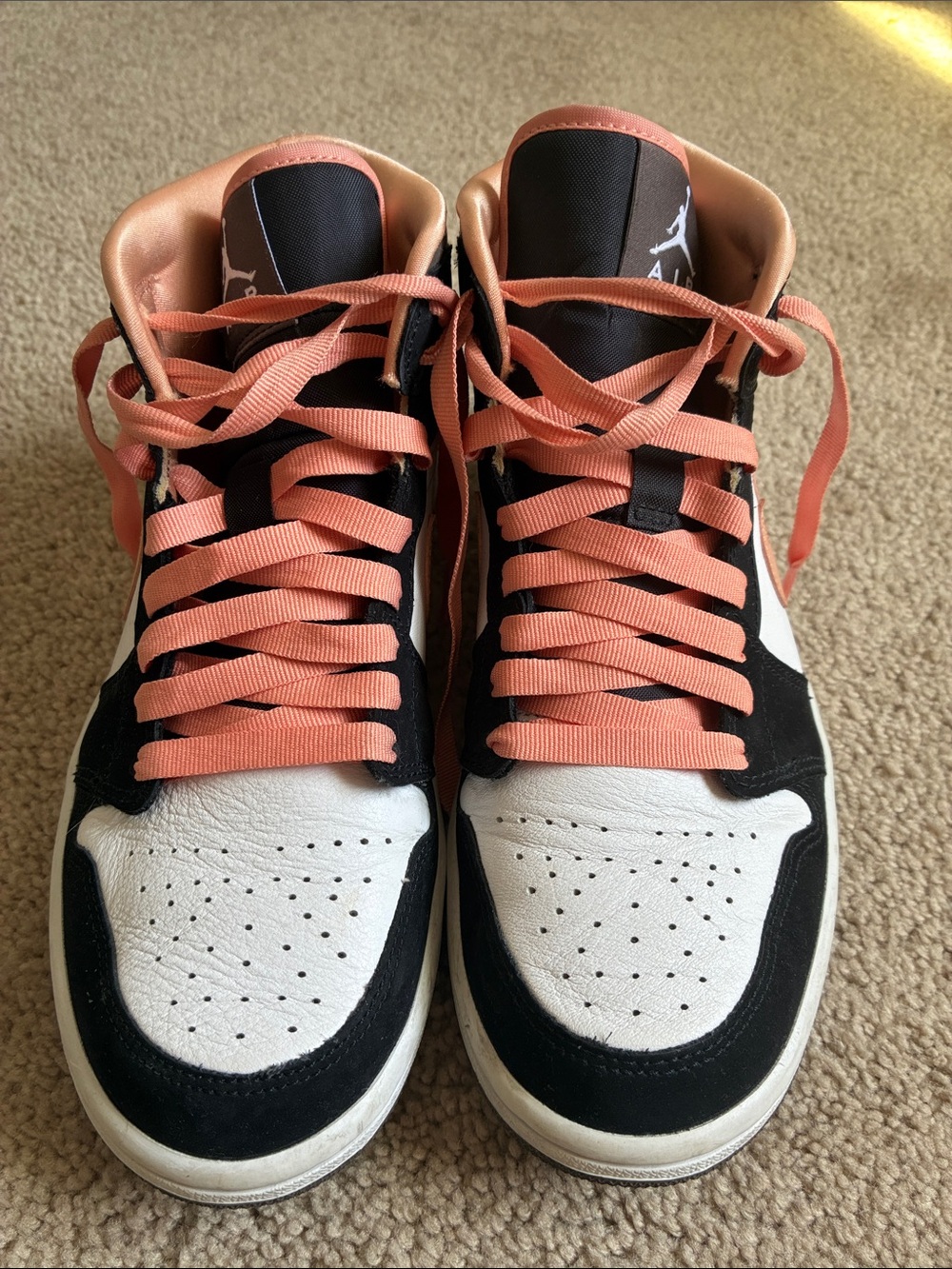Jordan Mid-Top Sneakers in Peach, Black & White - Picture 2 of 8
